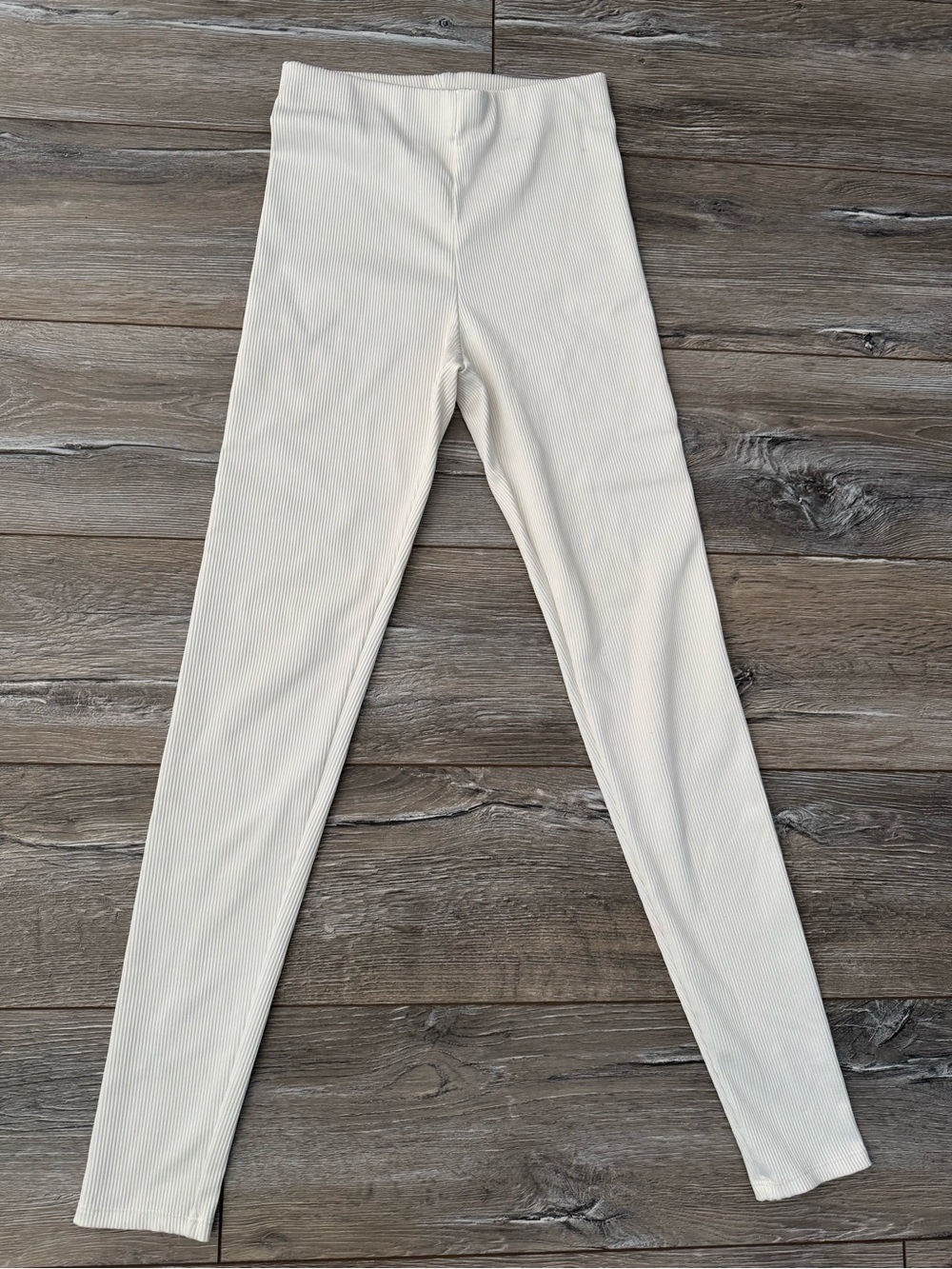 Women’s White Ribbed Leggings - Comfortable Everyday Bottoms